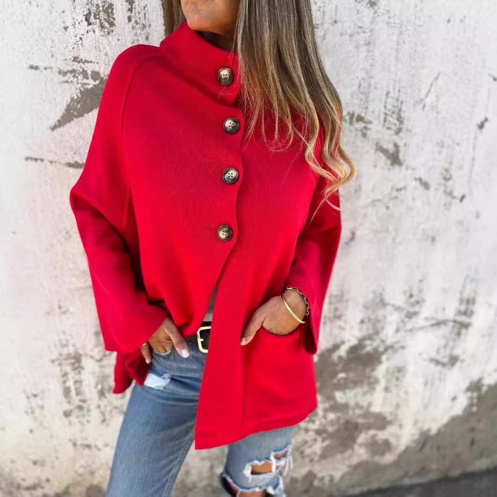 Ins Single Breasted Lapel Knitted Coat Fashion Pocket Long Sleeve Cardigan  Jacket Women's Clothing