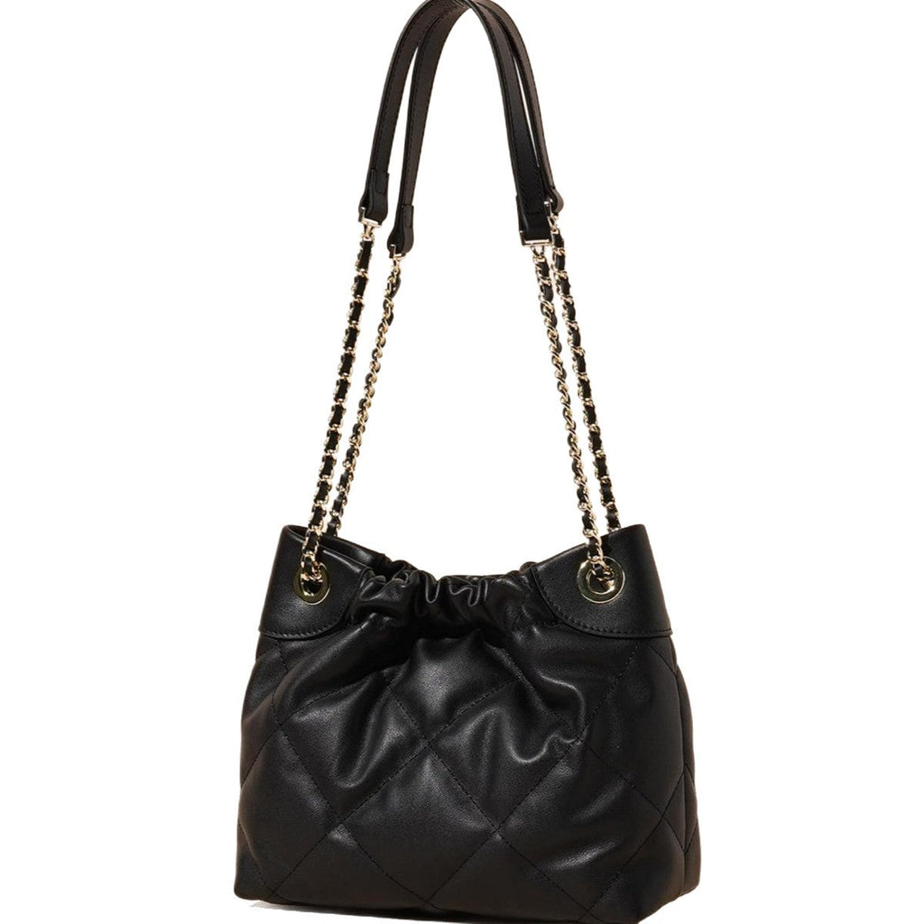 Genuine Leather Pleated ShoulderCrossbody Bag With Chain Strap
