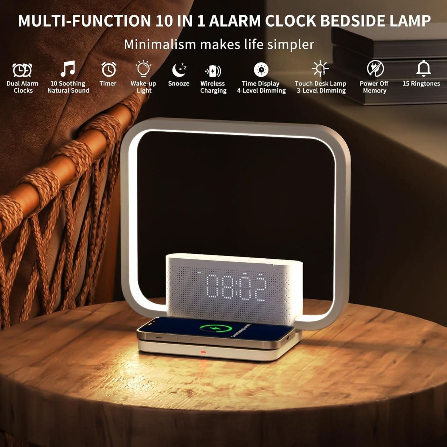 Sunrise Alarm Clock With Wireless Charging Station