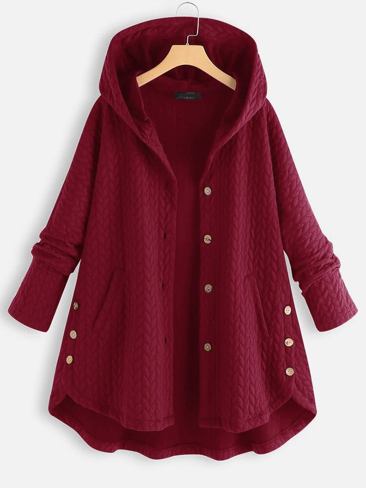 Fashion Women's Cotton Padded Jacket Hooded Medium Long Coat Casual Warm Cotton Padded Jacket In Autumn And Winter