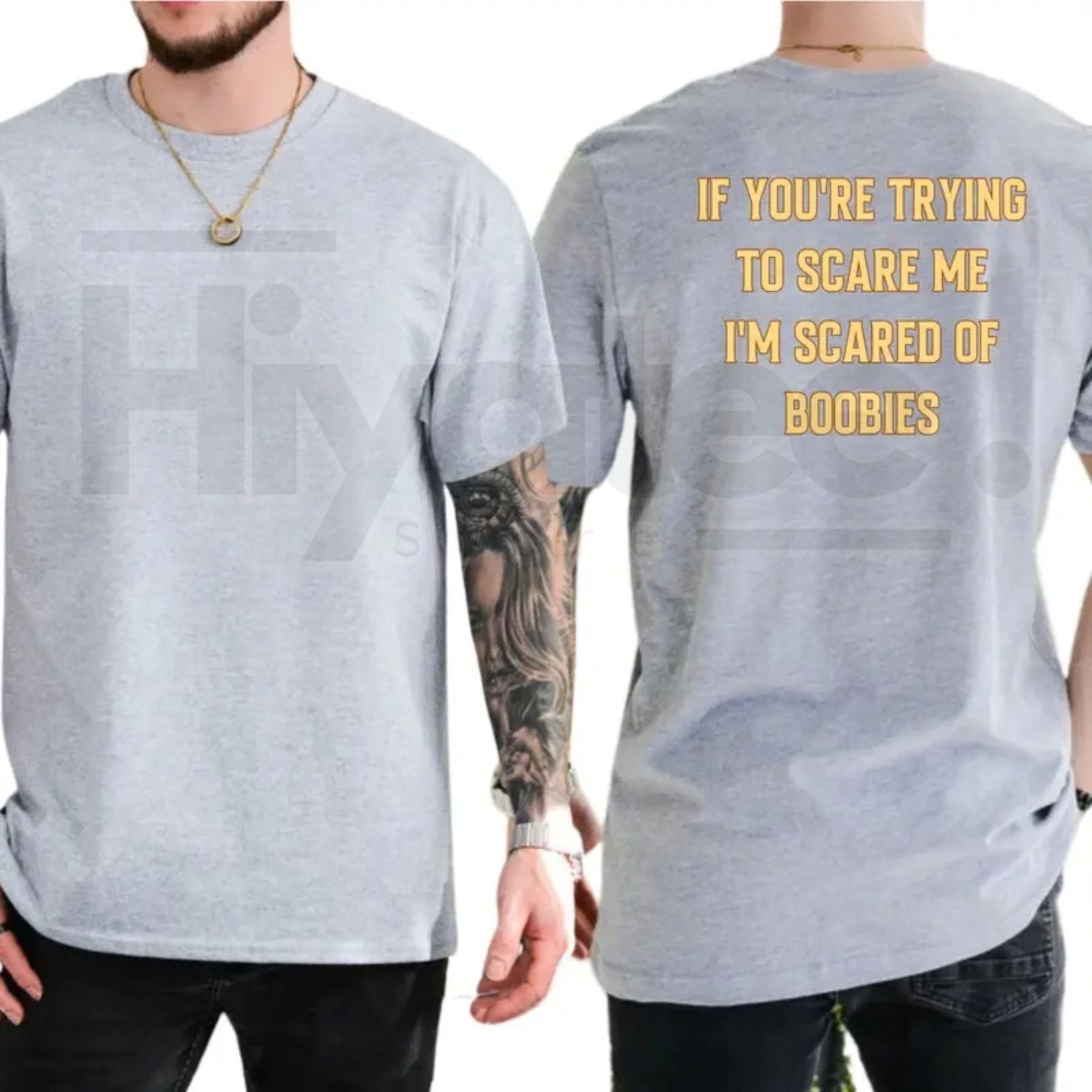"I'm Scared Of Boobies" Funny T-Shirt – Humorous Adult Graphic Tee for Men