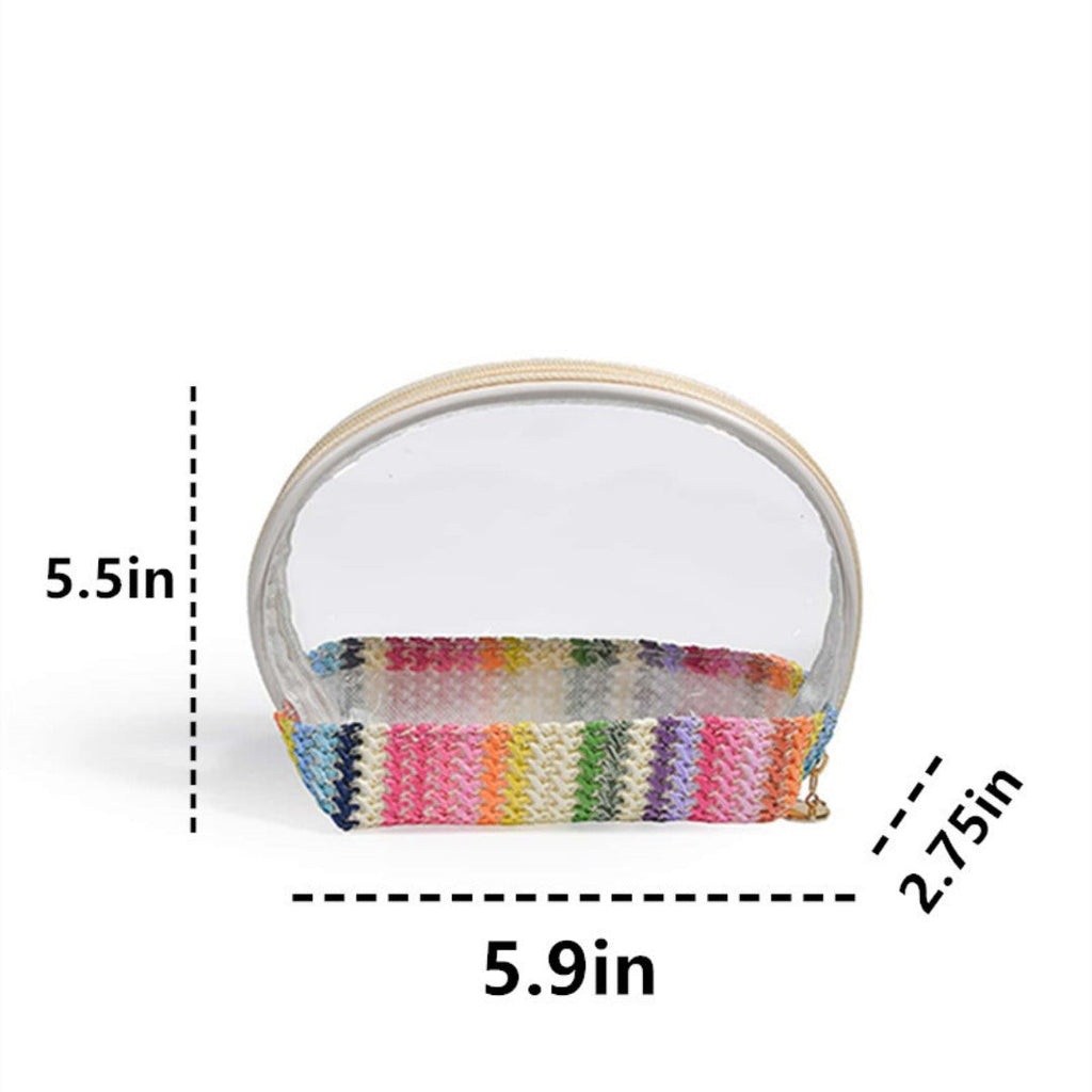Travel makeup bag,Makeup bag organizers,Makeup bags small, woven cosmetics storage bag, portable waterproof cosmetic bag, small straw travel storage bag