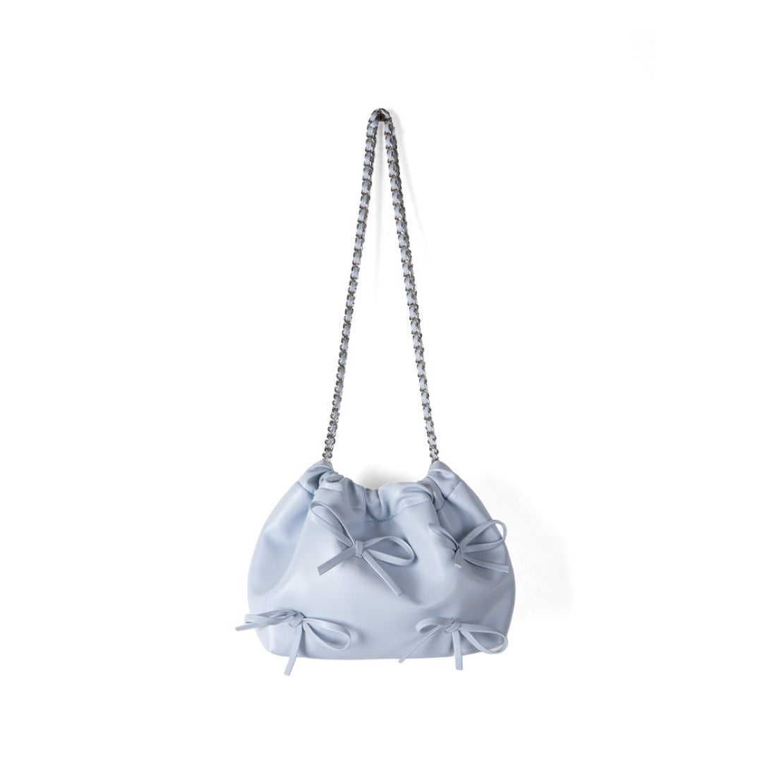 Commuter versatile chain bag, bow soft leather crossbody bag women, spring fashion shoulder crossbody bag