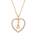 Womens Stylish & Minimalist Diamond-Encrusted 26-Letter Heart Pendant Necklace