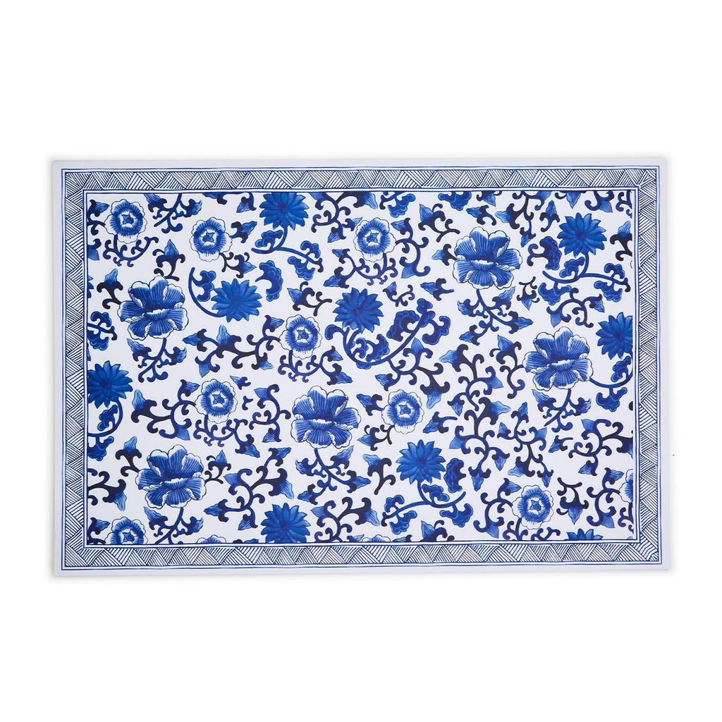 Chinoiserie Placemats Set Of 4 - Elegant Asian Floral Vinyl Placemats, Easy