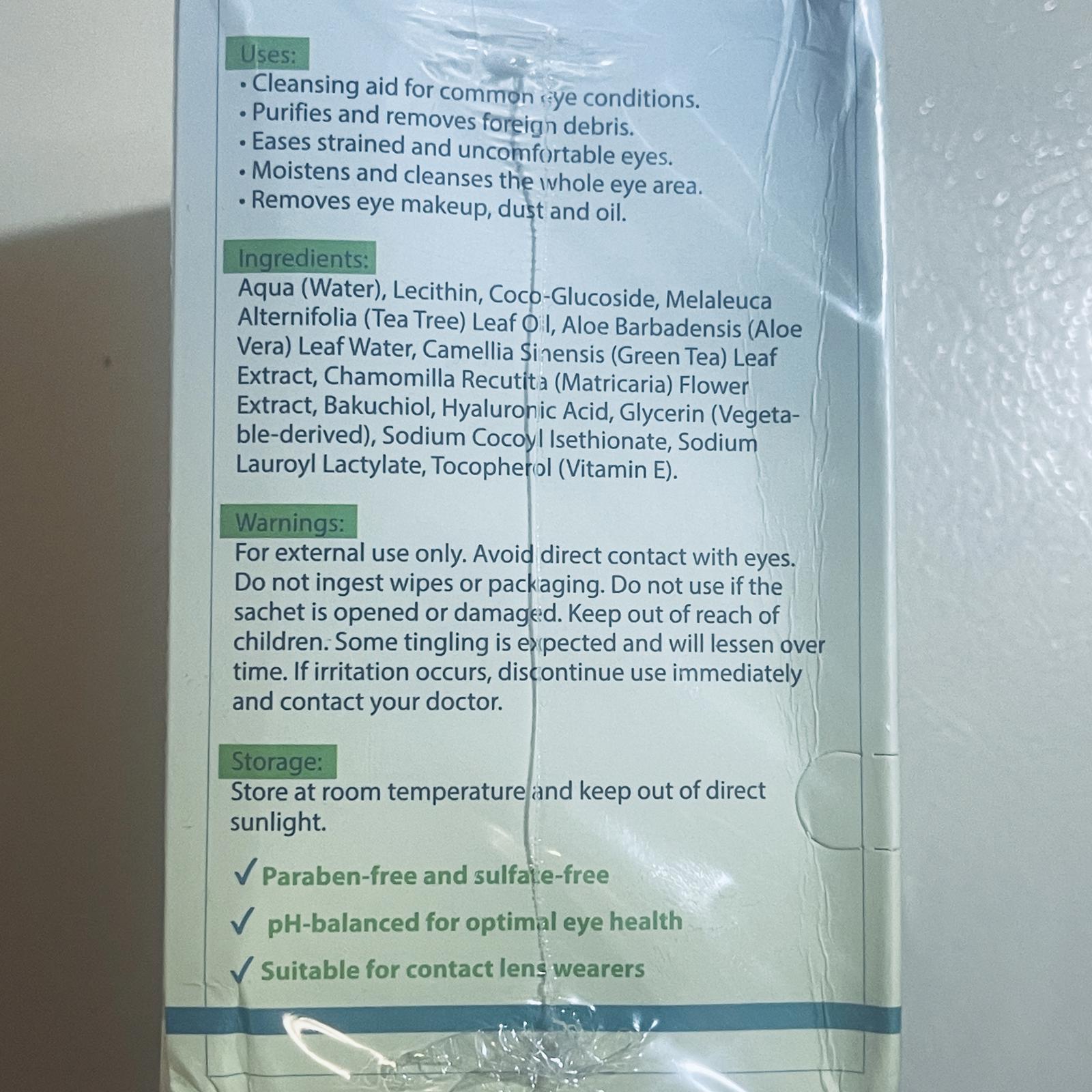 NOVEHA Tea Tree Eyelid Cleansing Wipes - 60 Count