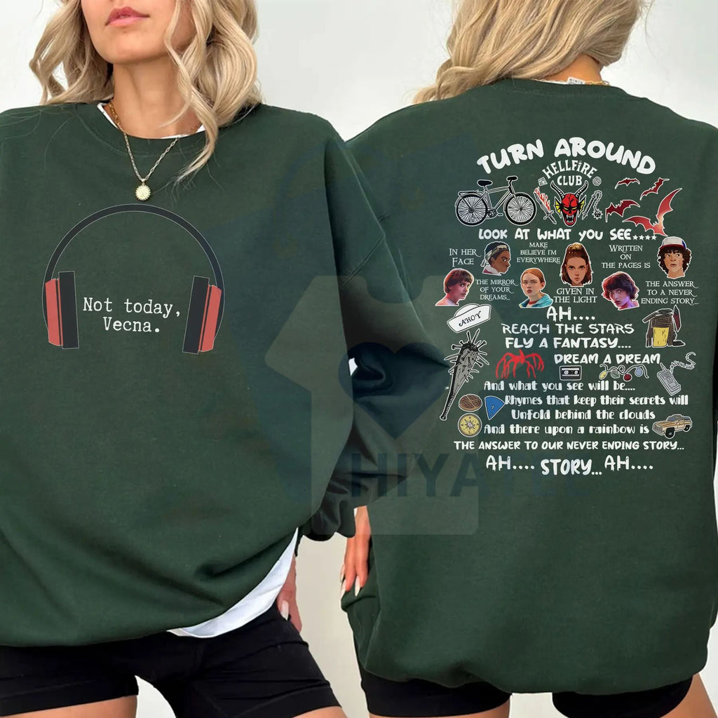 Funny Not Today Vecna Shirt: Never Ending Story 2 Sides Sweatshirt, Christmas Things Sweater, Retro Graphic Crewneck, Stranger Fan Gift
