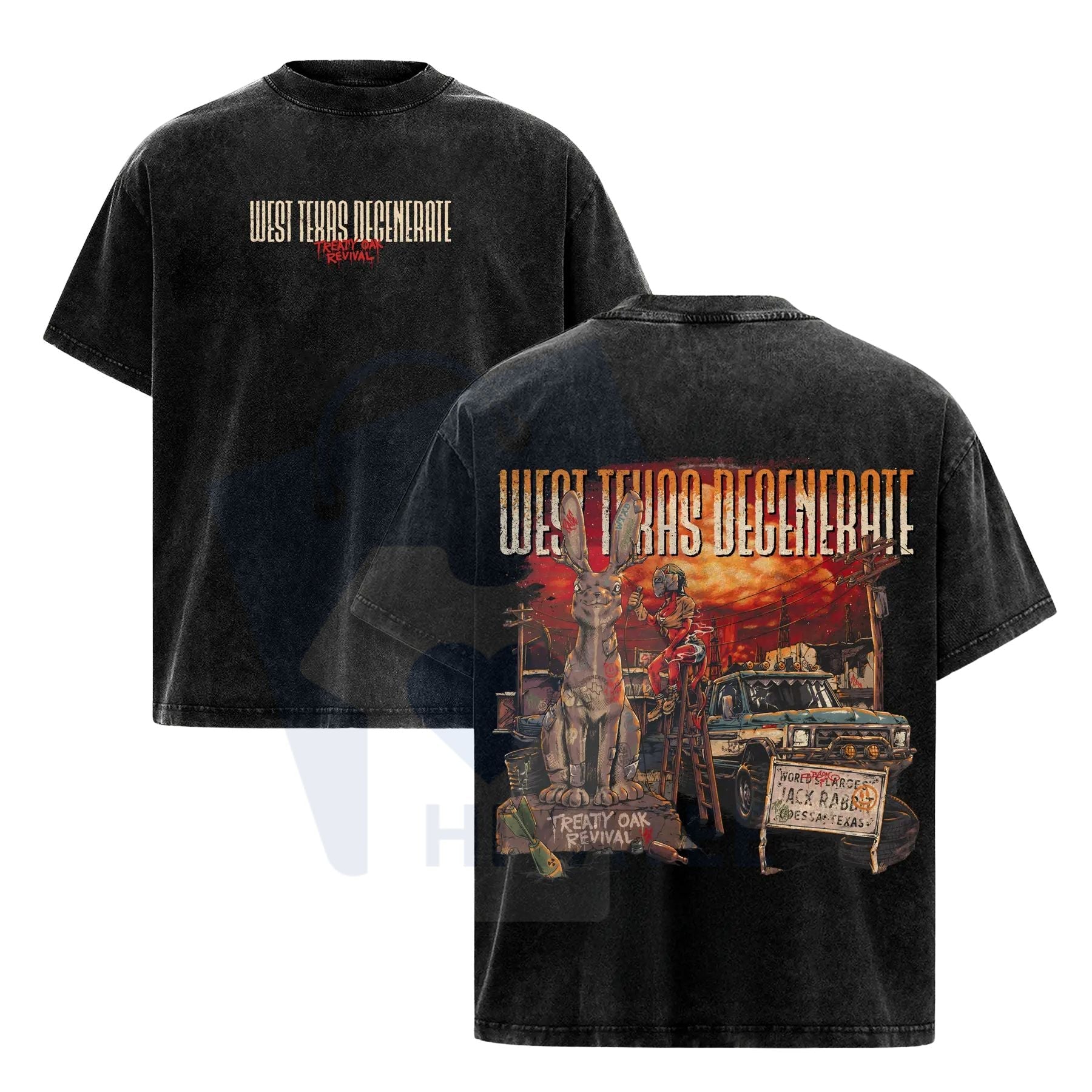 Treaty Oak Revival "West Texas Degenerate" T-Shirt – Acid Wash Oversize Country Rock Tee