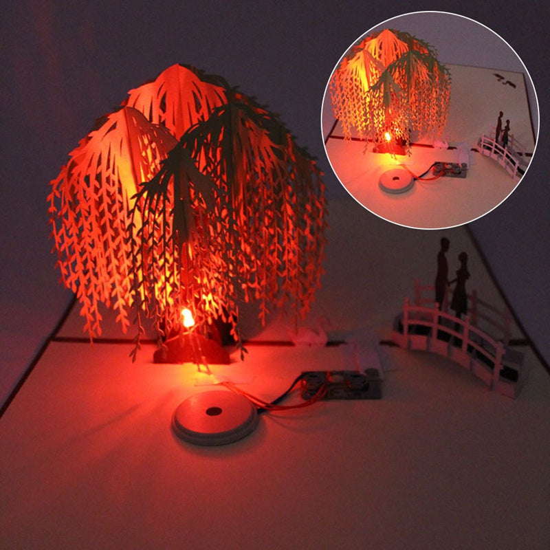 3D light paper cut greeting card