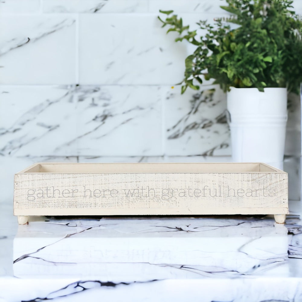 Gather Wooden Tray Long Box Centerpiece 20x12 Rustic Handmade Planter Decorative Storage