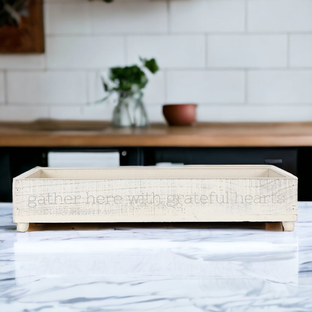 Gather Wooden Tray Long Box Centerpiece 20x12 Rustic Handmade Planter Decorative Storage