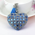 LuxeCharm Sparkling Gold Rhinestone Heart Keychain | Champagne Crystal Studded Heart Bag Charm with Tassel and Bell – European Style Personalized Gift