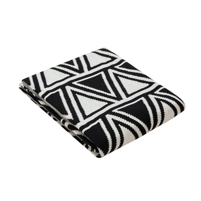 Nordic Geometric Triangle Knitted Blanket, Sofa Cover, Upholstery, Office Shawl Blanket Lavik