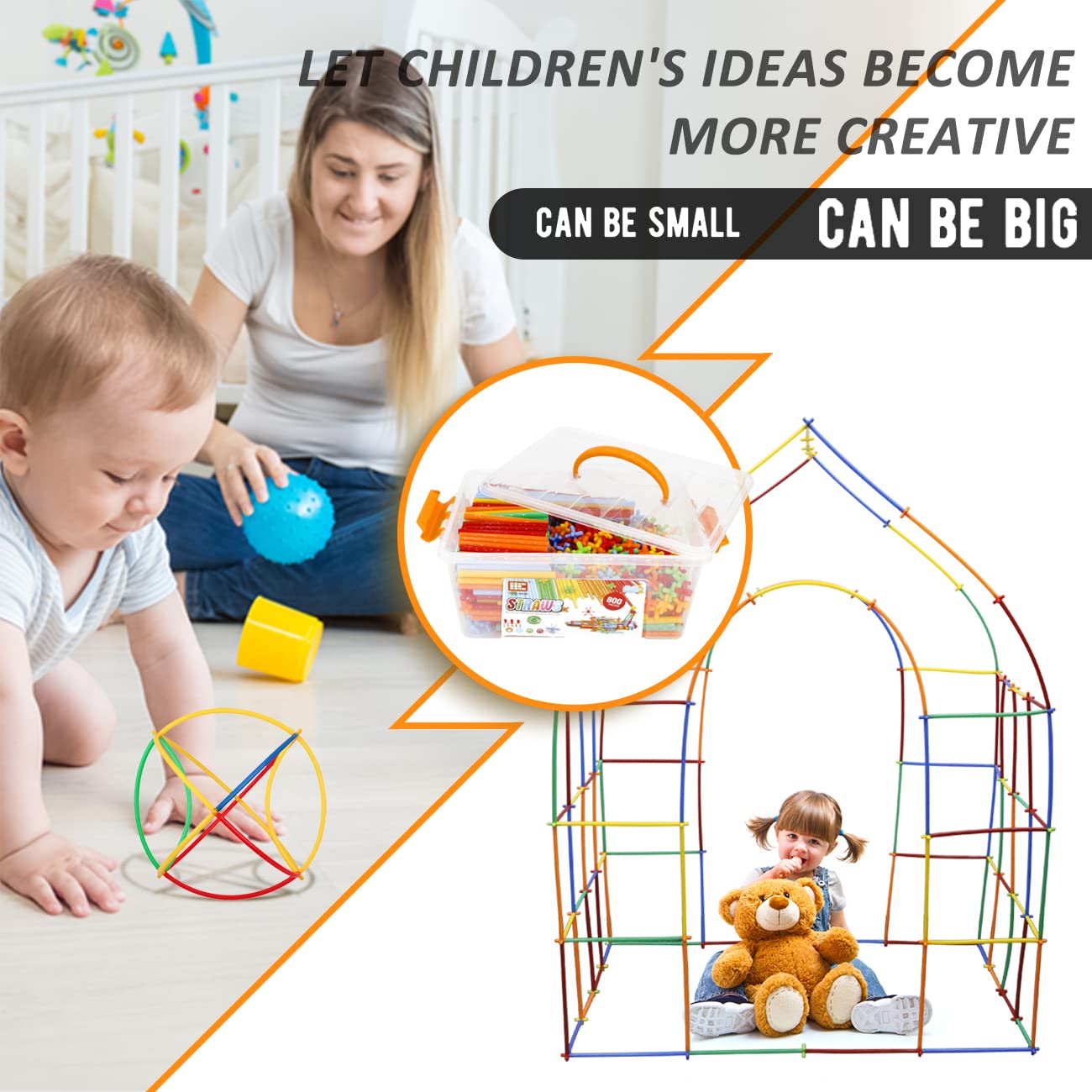 STEM Building Toys 600Pcs Straw Construction Educational Creative Engineering