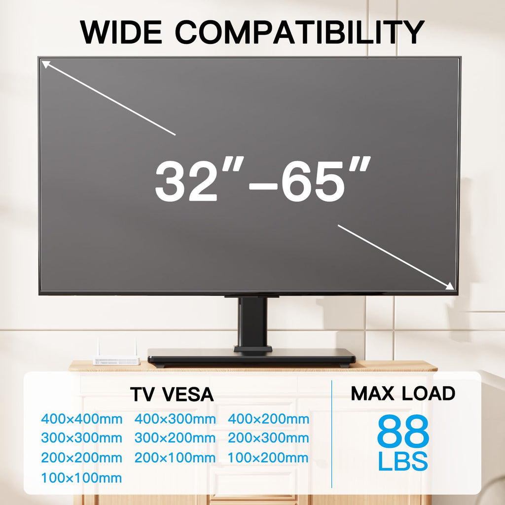 Universal Swivel TV Stand Table Top 32-65 inch TV Height Adjustable Heavy Duty