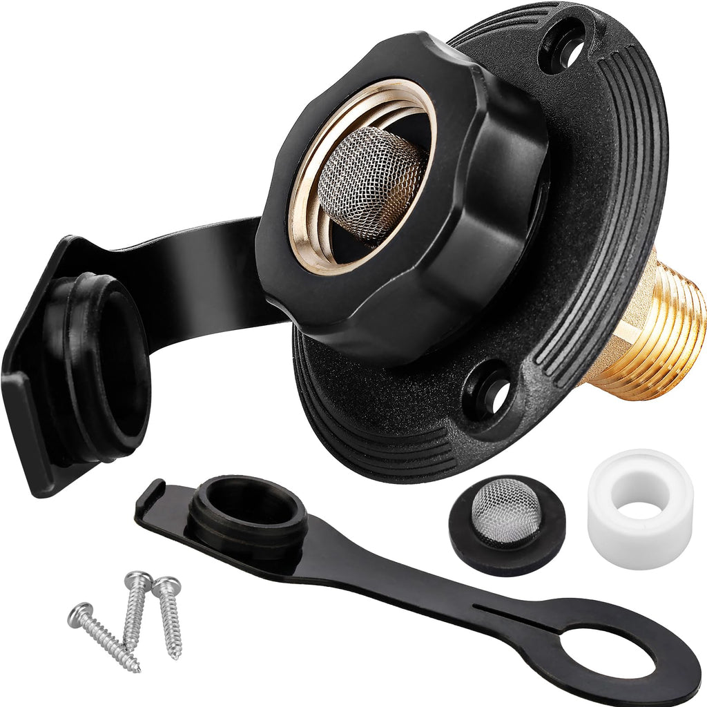 RVGUARD RV City Water Inlet, 3/4" NH Female to 1/2" NPT Male City Water Black S