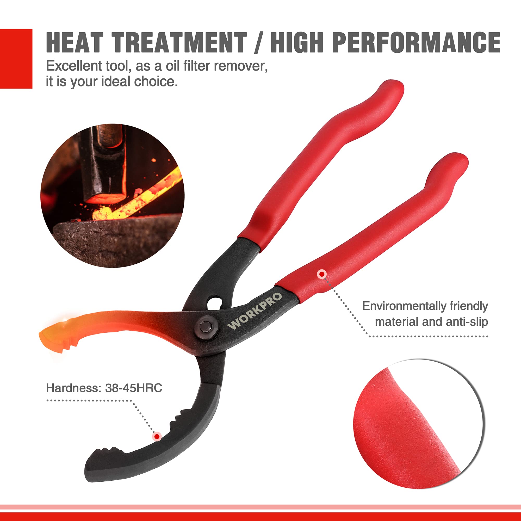 WORKPRO 12" Adjustable Oil Filter Pliers, Wrench Adjustable Oil Filter Removal