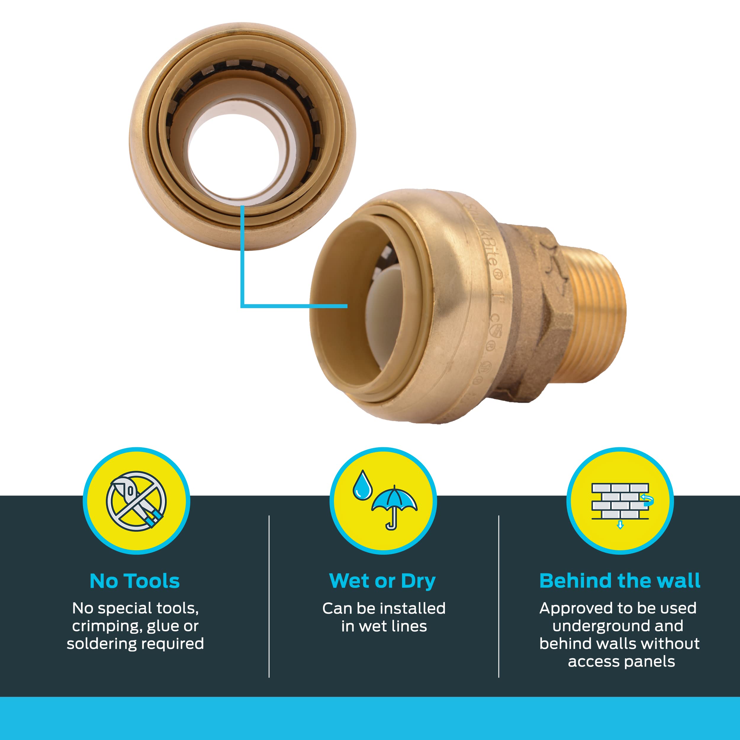 SharkBite U142LF Male 1x3/4" MNPT Adapter, 6pack, Push-to-Connect PEX CPVC PE-RT