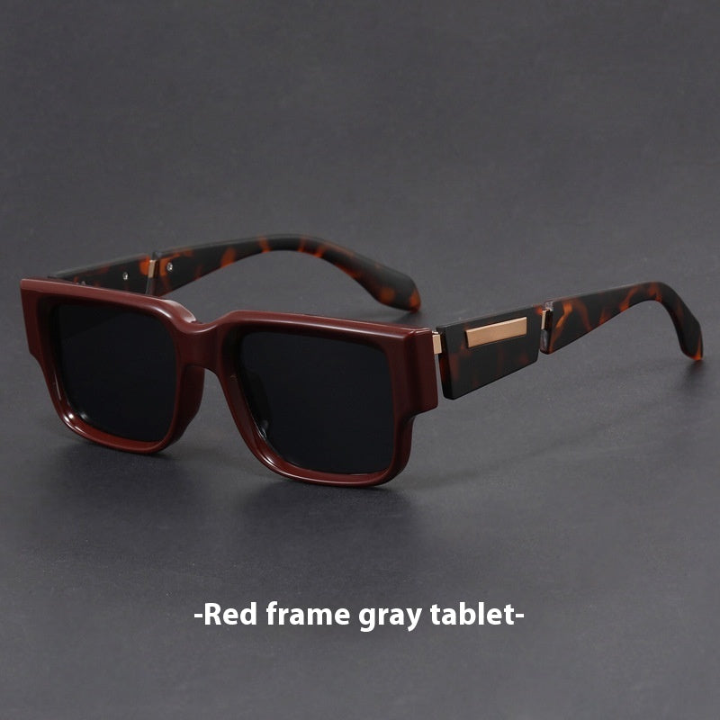 Gray Blue Square Thick Frame Sunglasses UV-proof Retro Simple Sun Glasses