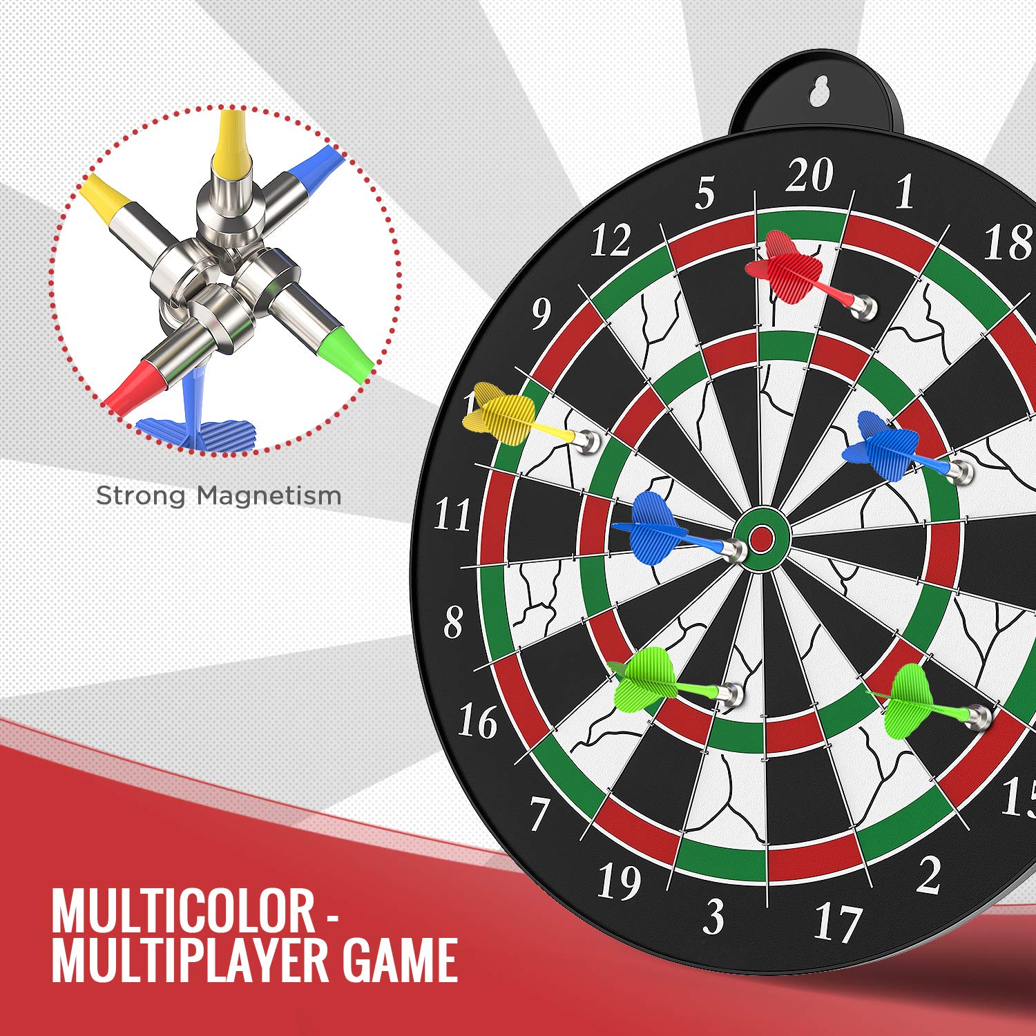 Magnetic Dart Board, 12pcs, Safe Indoor/Party Game for ages 5-12 and Adult