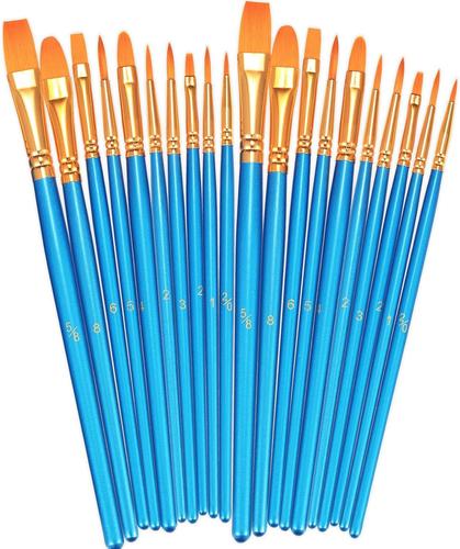 BUNDLE - 3 FolkArt Acrylic Metallic Gold & Silver Paint w/ 20 Bosobo Brushes