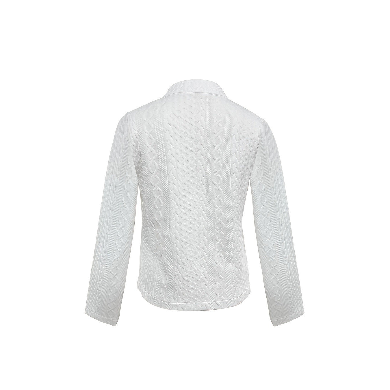 Women's Fashionable Solid Color Textured Fabric Stand Up Collar Jacket