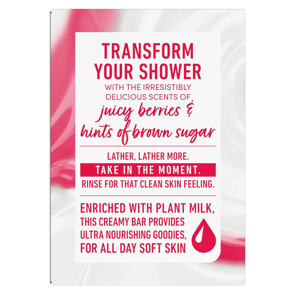 Dove Plant Milk Cleansing Bar Soap Oat Milk & Berry Brulee Moisture Marvel 4 Count for Moisturized Skin Gentle Cleanser, No Sulfate Cleansers or Parabens, 98% Biodegradable Formula 5 oz