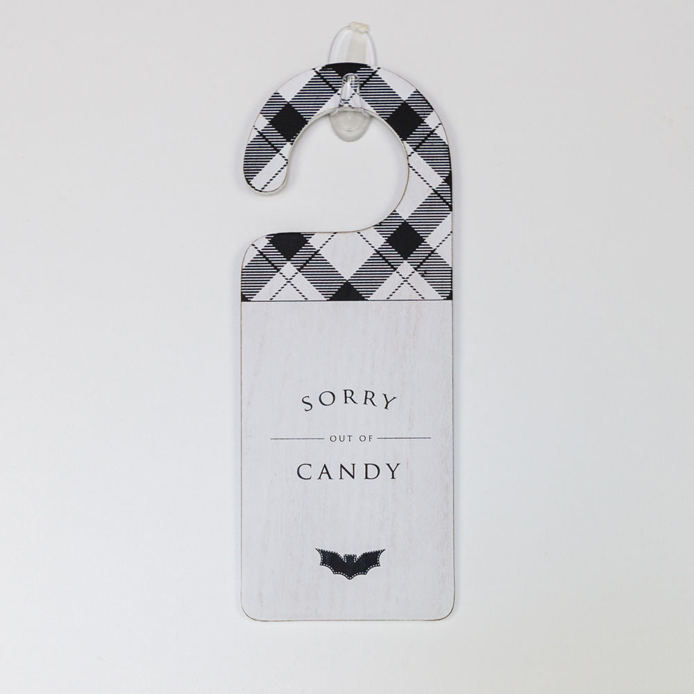Halloween Double-Sided Door Hanger Spooky Cute Door Knob Sign 5x11.5 Black White