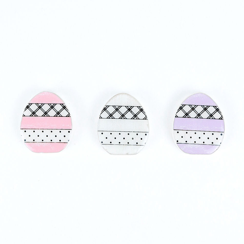Handmade Wooden Magnetic Spring Magnets Set Of 3 Easter Egg Decorative Fridge Magnets