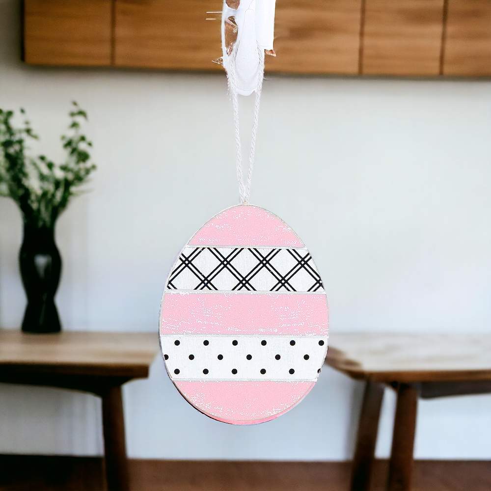Easter Wooden Hanging Ornaments Set Rustic Spring Home Decor Bunny Egg Chick Handmade