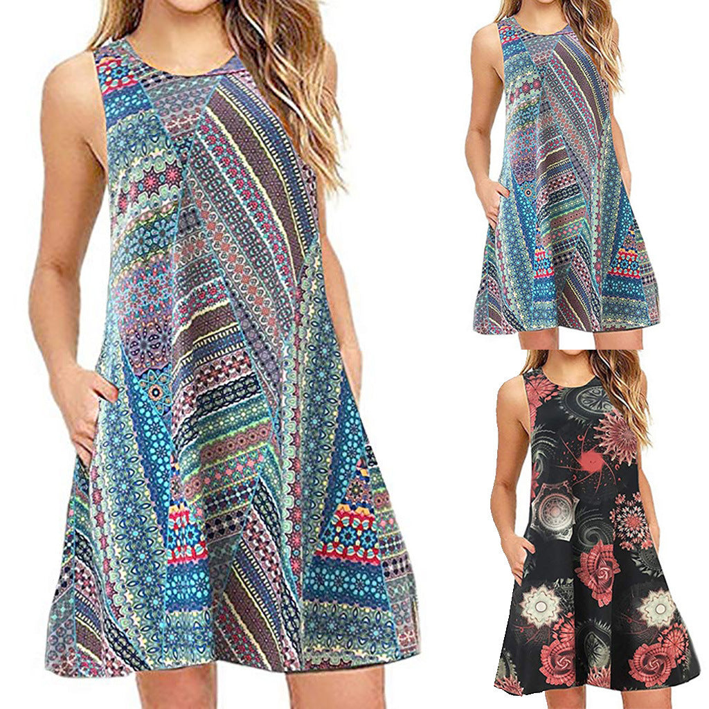Sleeveless Relaxed Casual Back Zipper T-shirt Dress