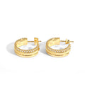 New Ace Luxe 14K Gold Zircon Gear Hoop Earrings | Stylish Ribbed Gold Huggies with Cubic Zirconia Accents