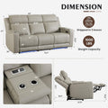 Grey Luxurious Leather Reclining Sofa With Headrest