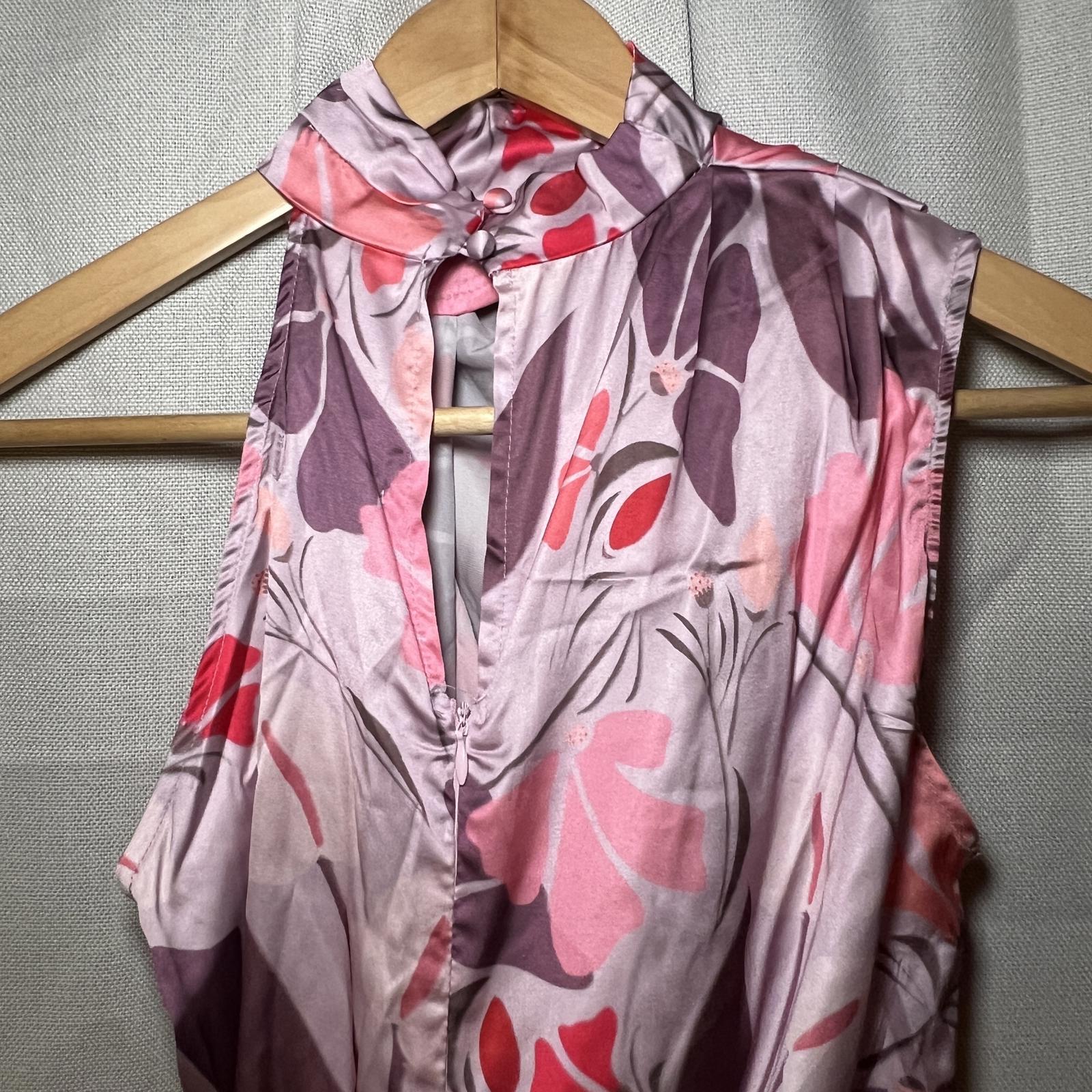 Petal & Pup Amelia Halterneck Floral Sleeveless Satin Maxi Dress