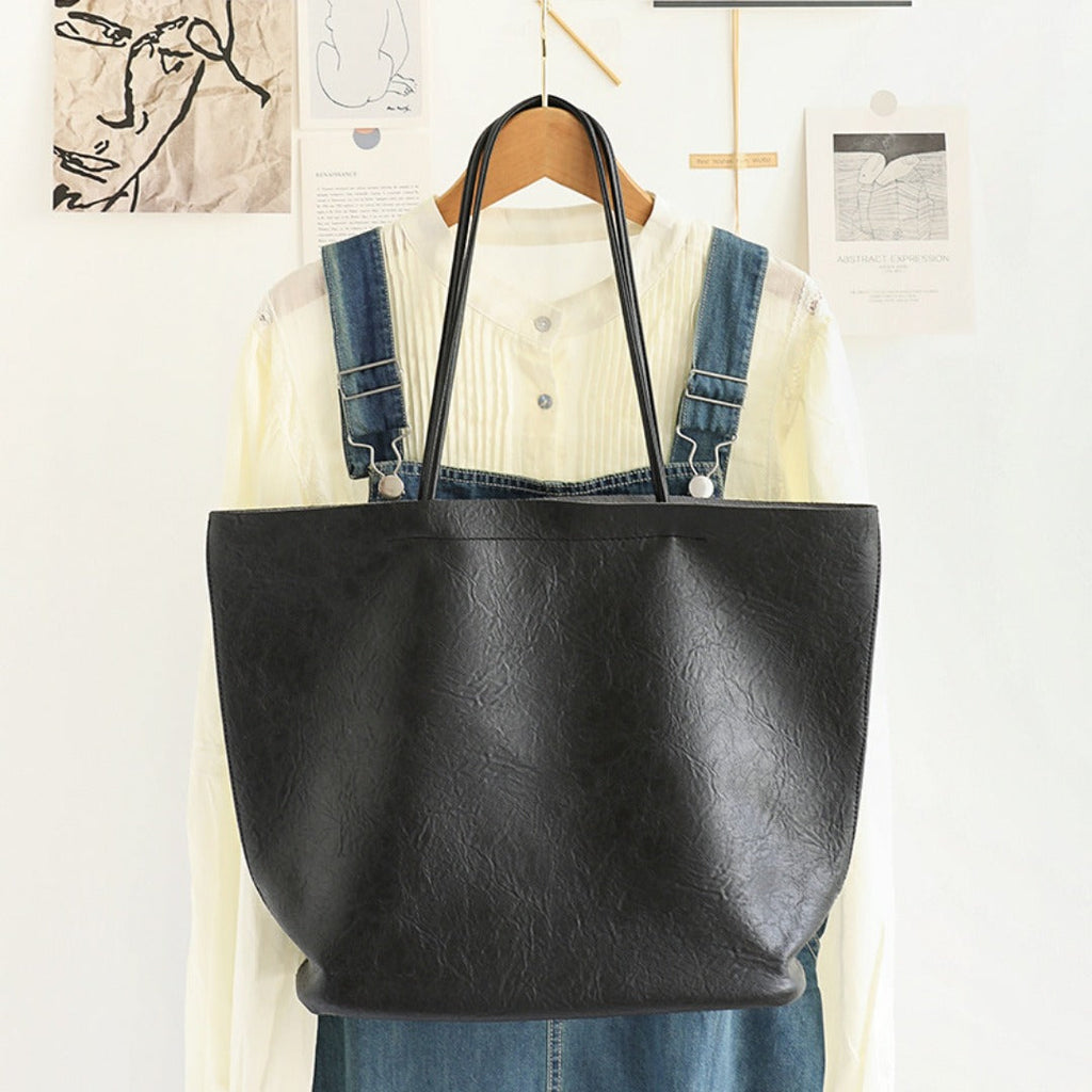 Elegant Soft PU Large Bag 2in1 – Retro Women's Shoulder Bag with Fashionable Large-Capacity Tote Design