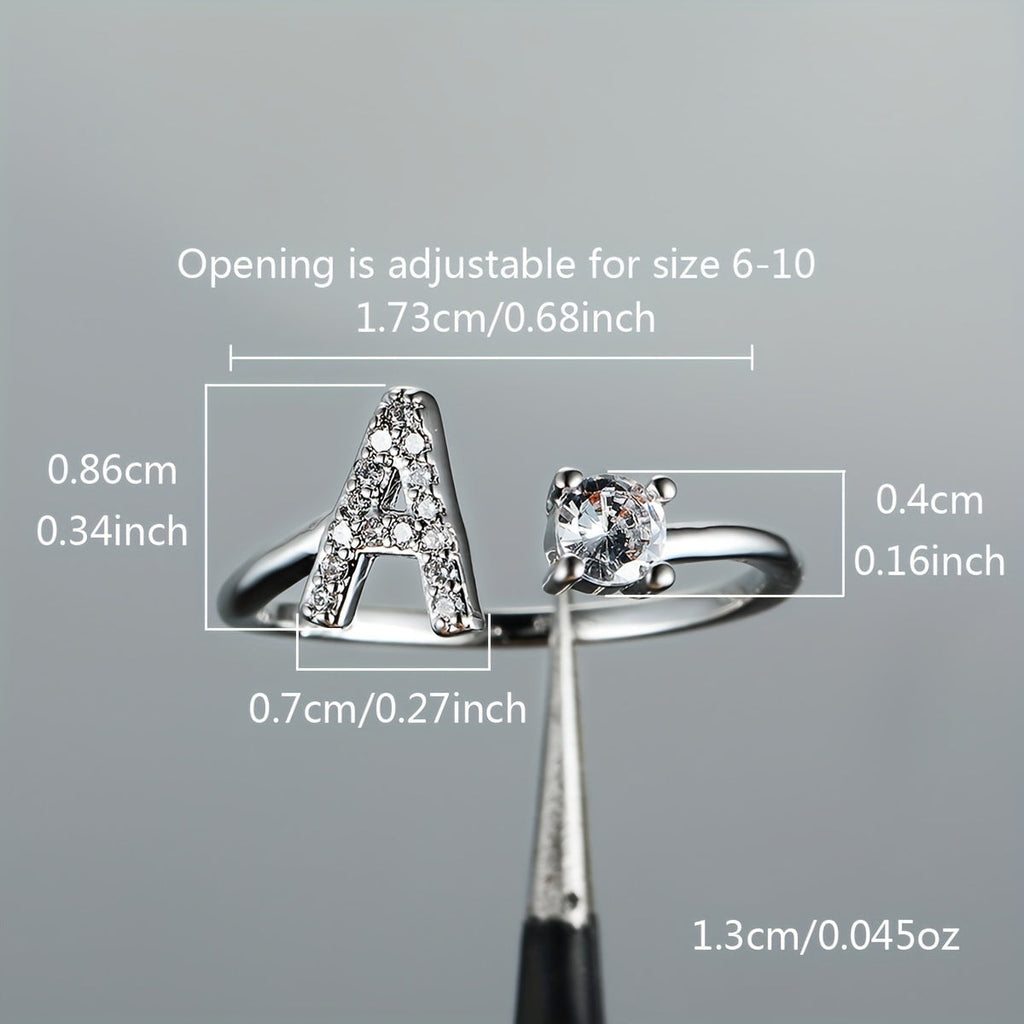 Popular Fashion Silvery AZ Letter Ring Initials Wedding Love Couple Rings Bridesmaid Gift