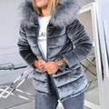 Ladies winter velvet coat faction overcomes