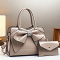 Fashionable Crocodile-Print Bow Bucket Bag Patent Leather Glossy Crossbody Bag