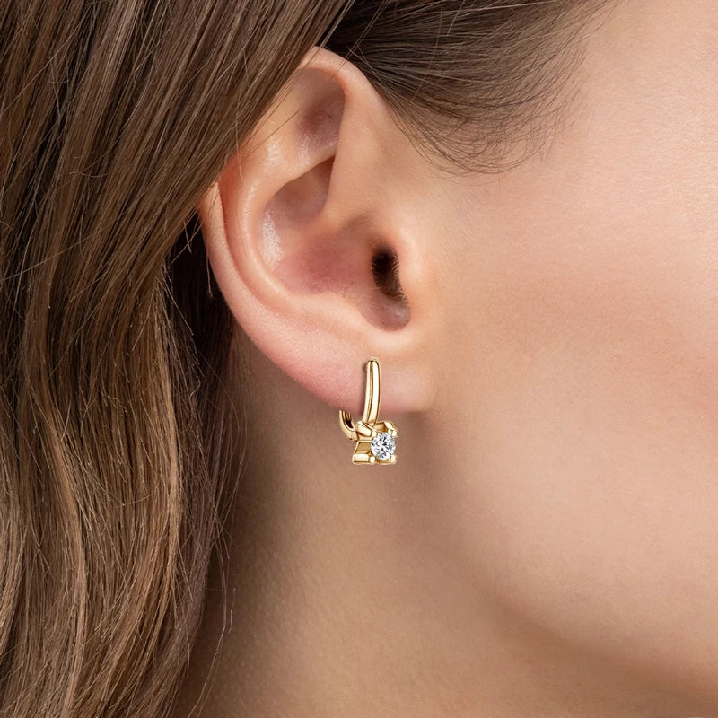 925 Sterling Silver 5mm D-Color Moissanite Huggie Hoop Earrings For Women