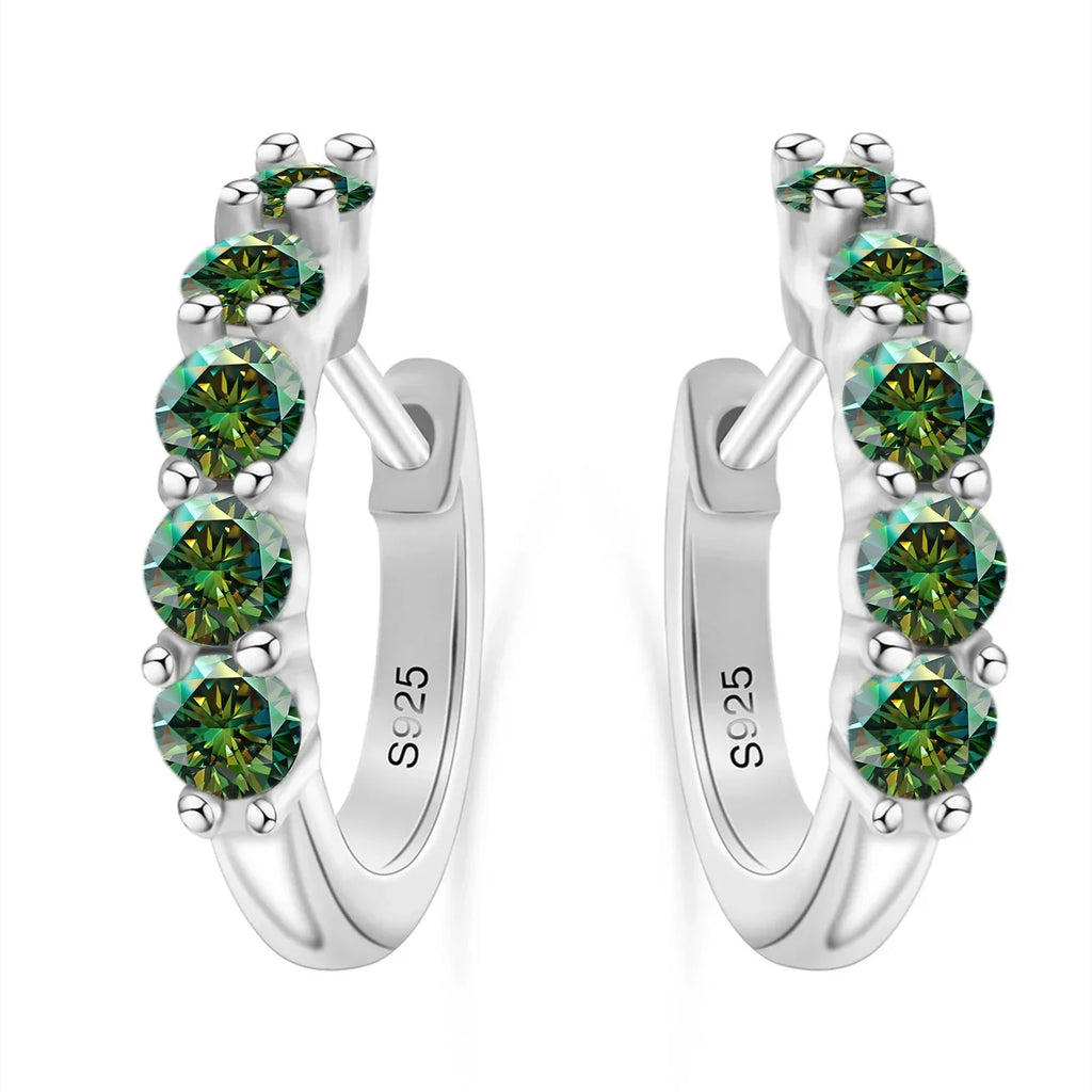 1ct D Color 3mm Moissanite Hoop Charm Earrings 925 Sterling Silver Women