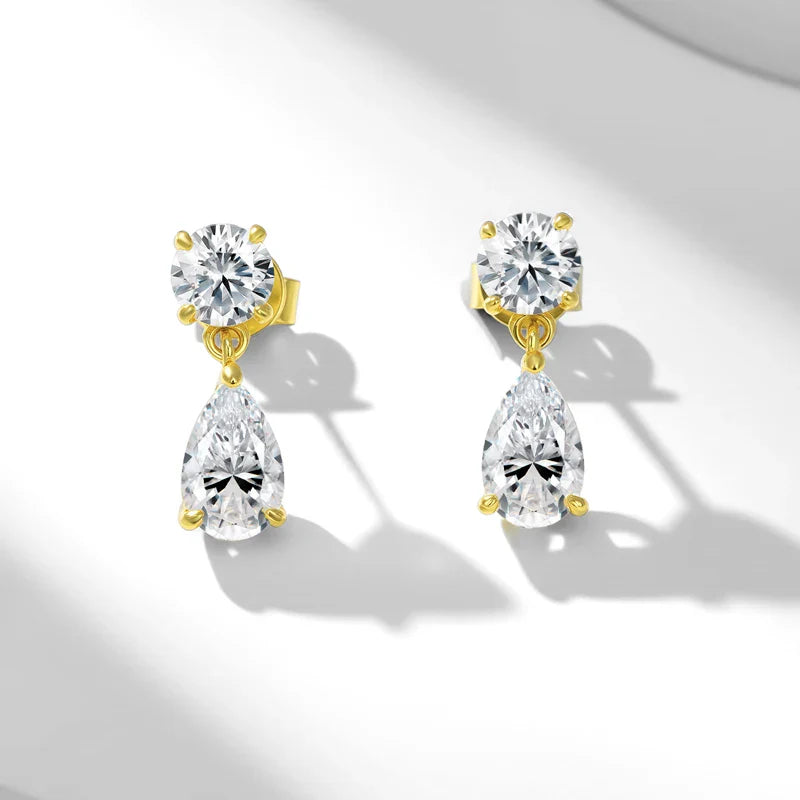 925 Sterling Silver 1.5 Ct Moissanite Drop Earrings For Men Women