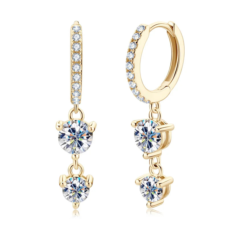 925 Sterling Silver Moissanite Hoop Dangle Earrings For Women Wedding Party