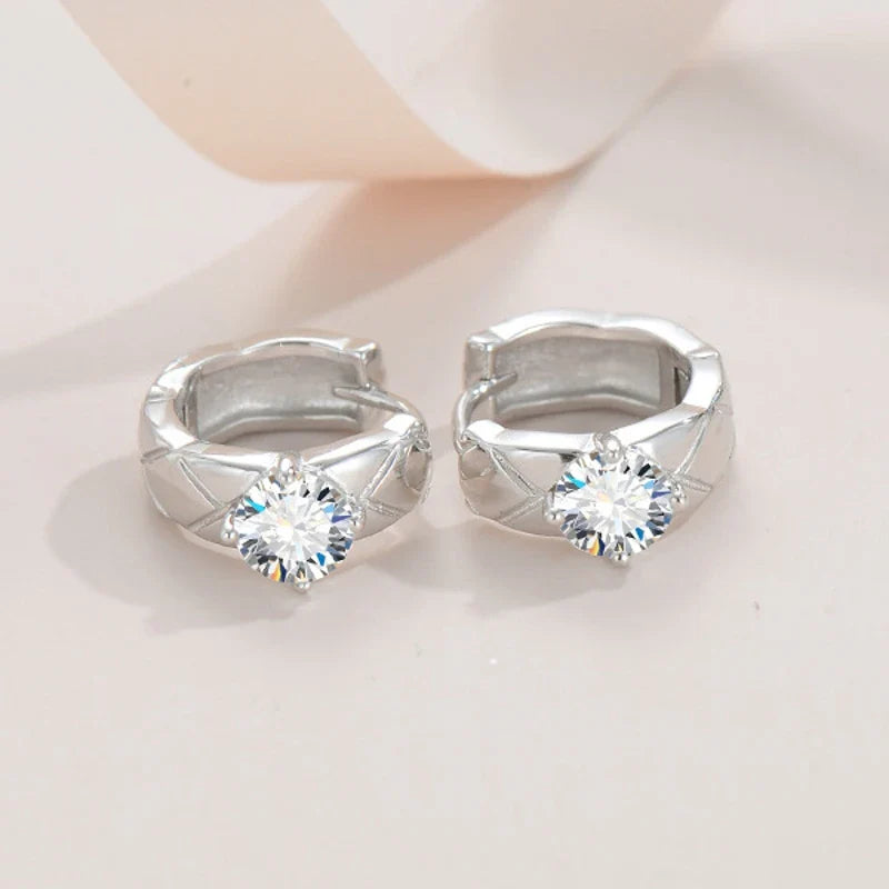 925 Sterling Silver Moissanite Hoop Earrings 0.50ctw Luxury Gifts for Women