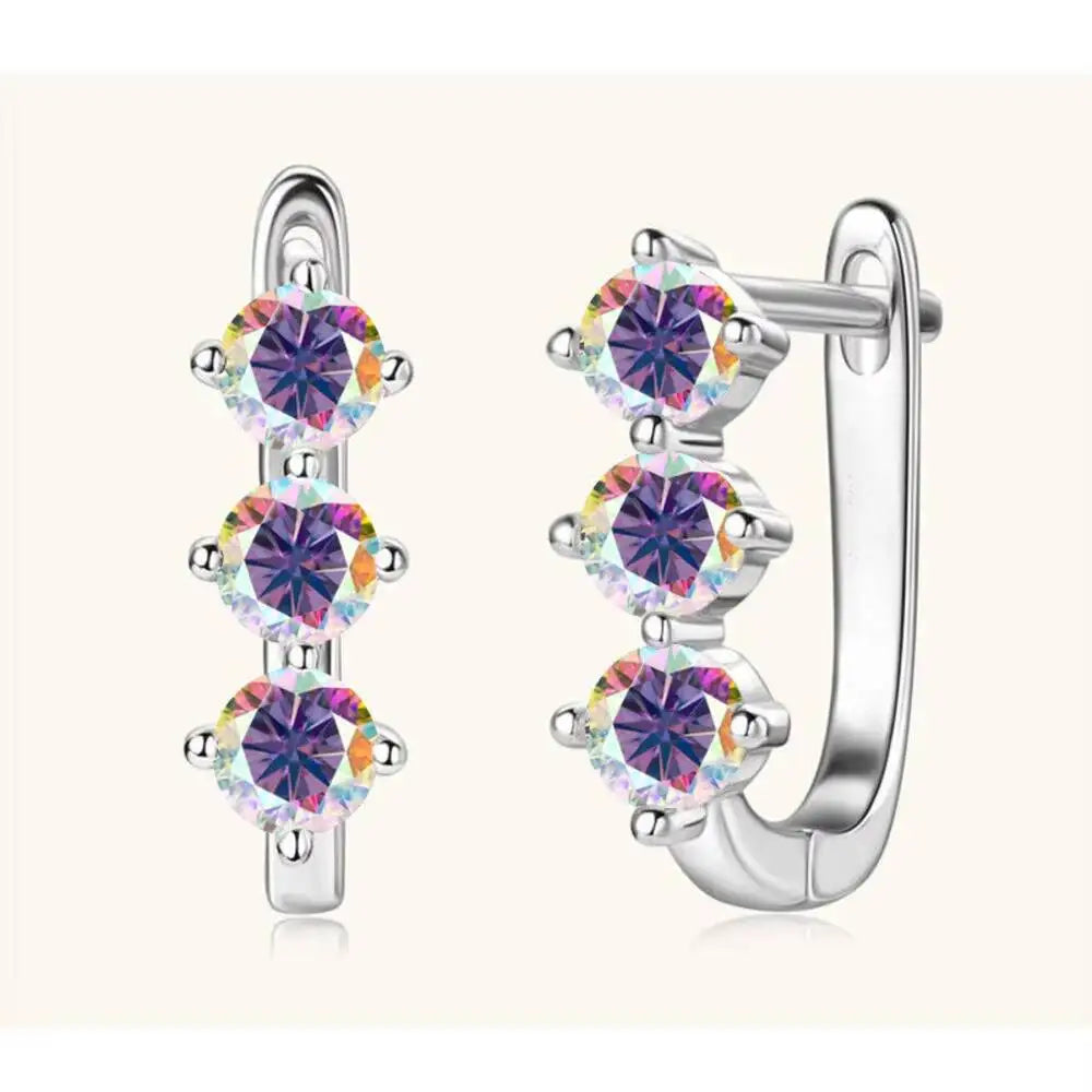925 Sterling Silver Moissanite Hoop Earrings.1ct 6D For Women Valentine Gift