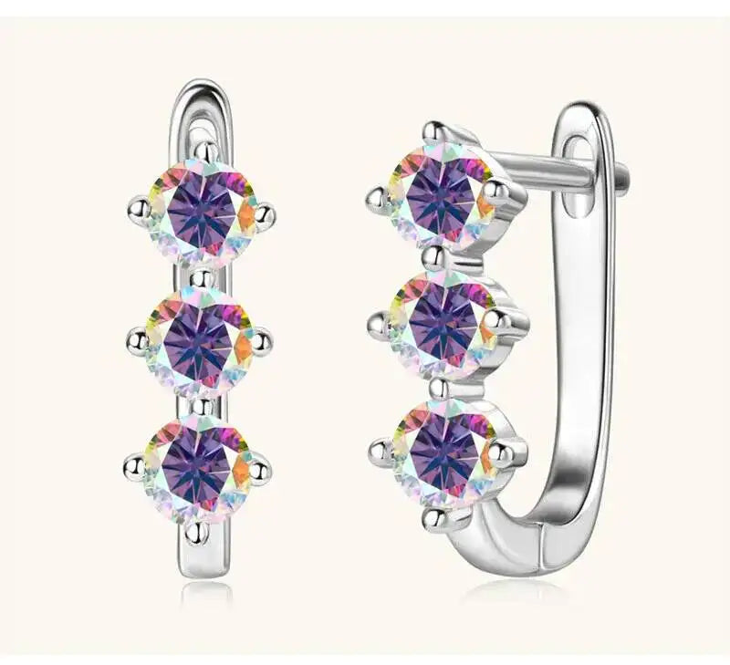 925 Sterling Silver Moissanite Hoop Earrings.1ct 6D For Women Valentine Gift
