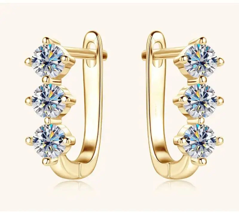 925 Sterling Silver Moissanite Hoop Earrings.1ct 6D For Women Valentine Gift