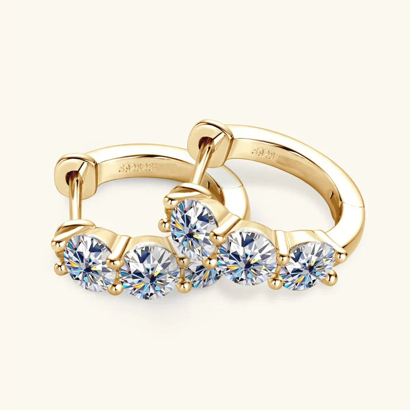 925 Sterling Silver Moissanite Hoop Earrings - Sparkling Gift for Women