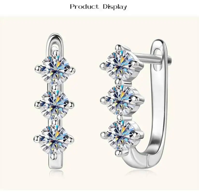 925 Sterling Silver Moissanite Hoop Earrings.1ct 6D For Women Valentine Gift