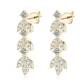925 Sterling Silver Moissanite Leaf Drop Earrings For Women Anti-Allergy Gift
