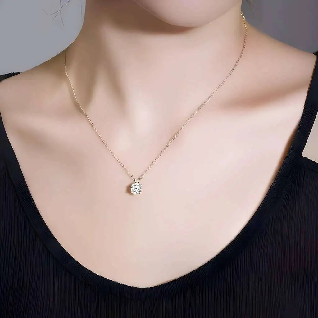 925 Sterling Silver 1ctx4 D Moissanite Necklace Earrings Set Bridal Jewelry